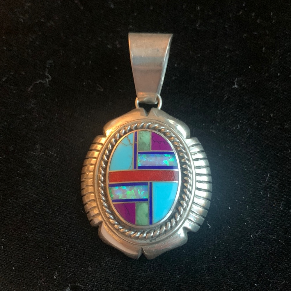 Sterling Multi-stone Zuni Pendant
